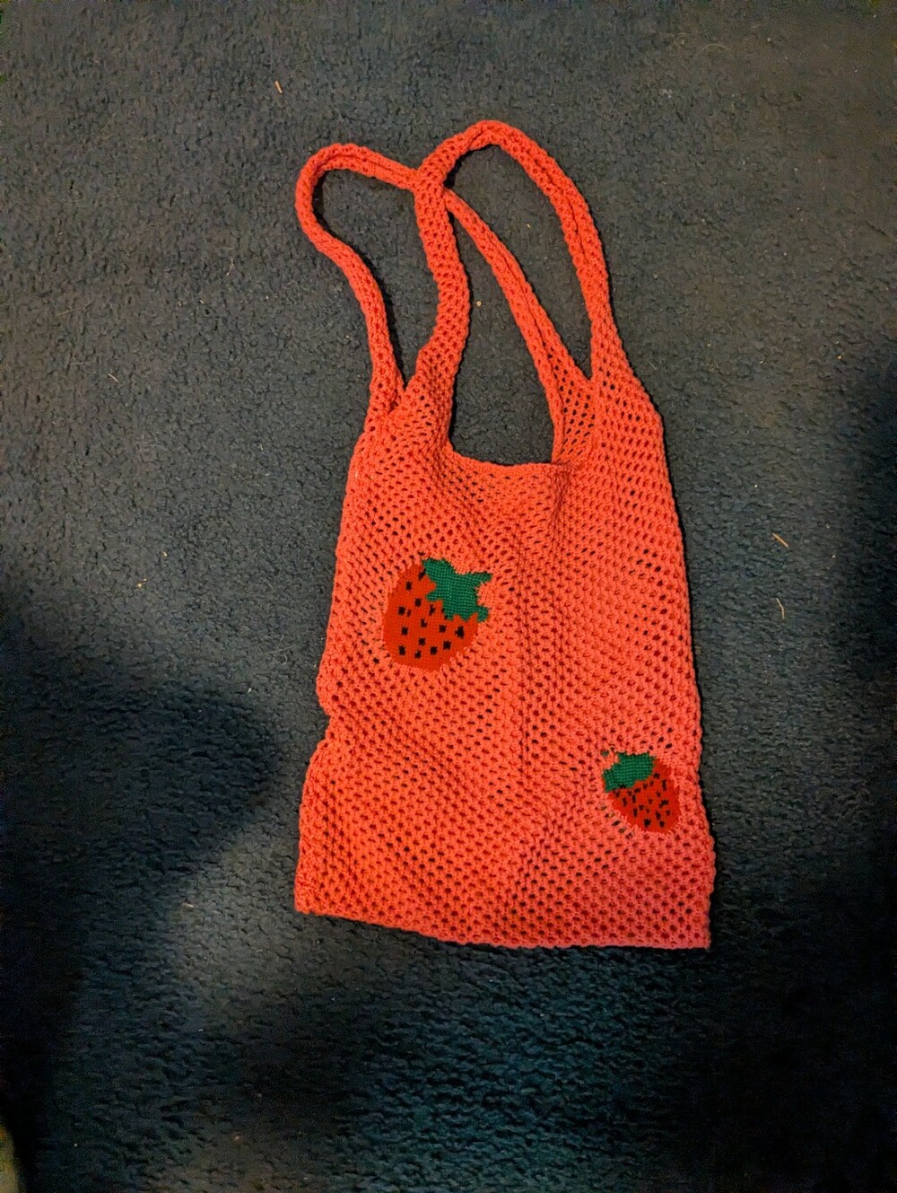 Hot Pink Crochet Strawberry Tote Bag - Women’s Fashion Shoulder Bag